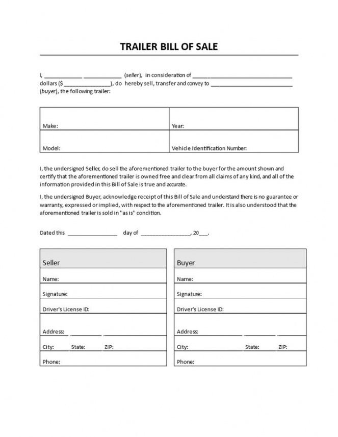 costum camper trailer bill of sale template pdf idtcenter