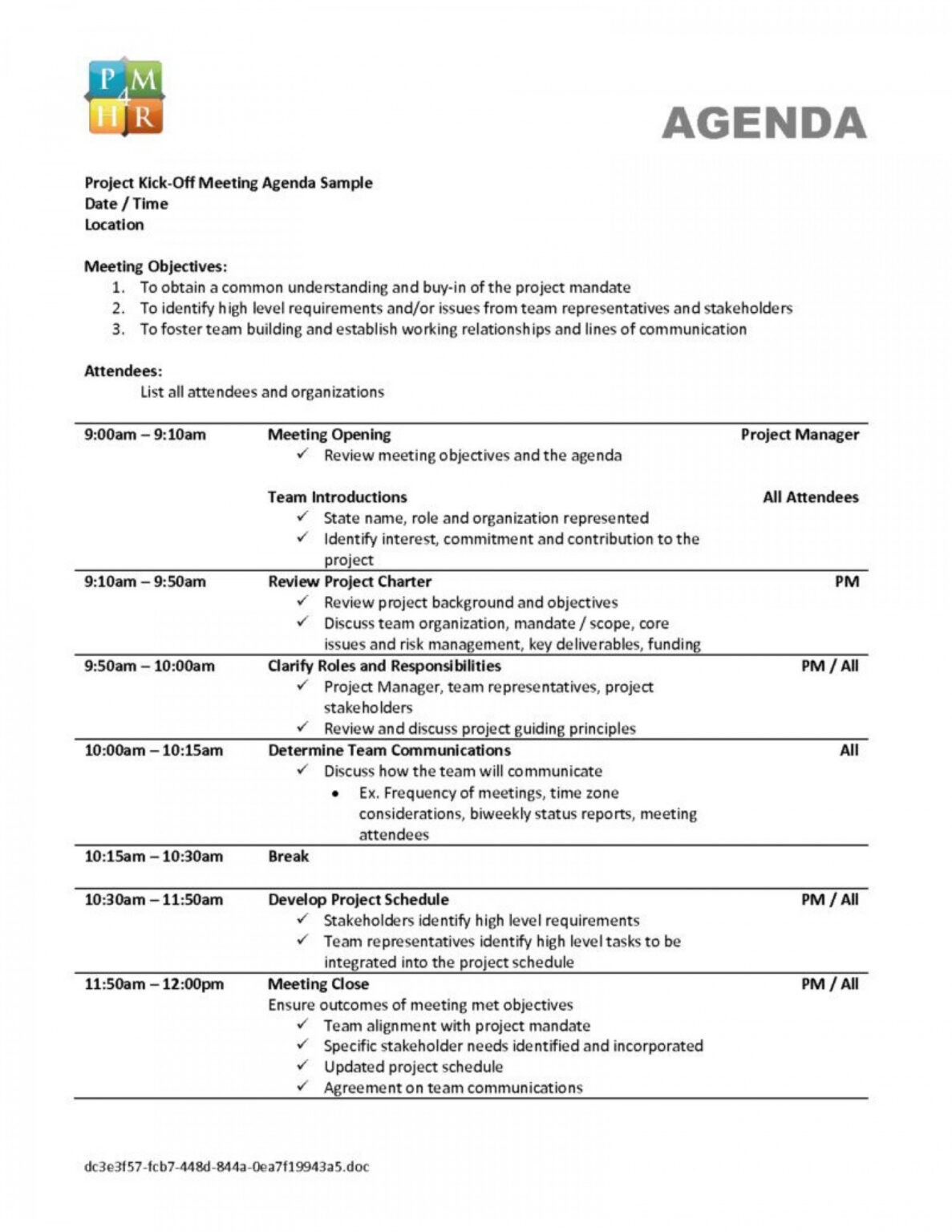 Kick Off Meeting Template