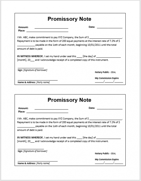 editable 43 free promissory note samples  templates  ms word and commercial promissory note template doc