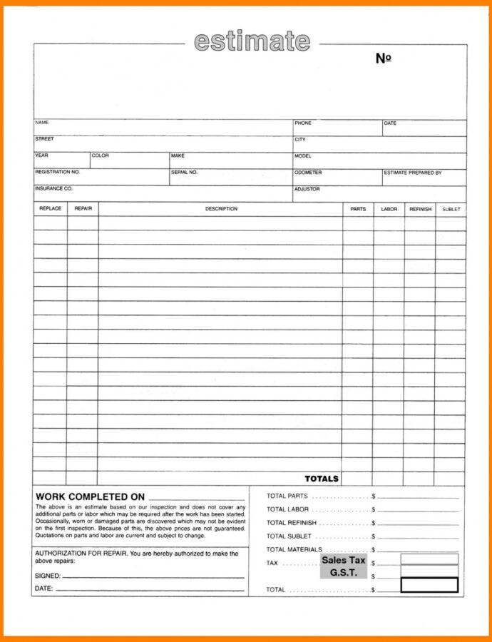 Concrete Estimate Template