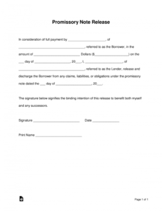 editable free promissory note loan release form  word  pdf  eforms commercial promissory note template word