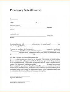 editable free promissory note template for personal loan  template legally binding promissory note template