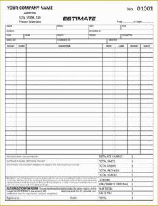 editable repair estimate form template free of automotive repair vehicle repair estimate template sample