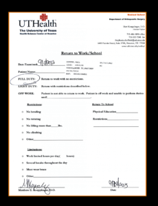 free hospital note work excuse template  doctors note doctors excuse note for work template sample