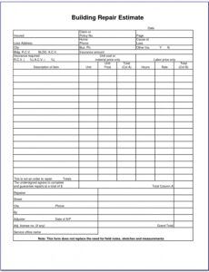 printable automotive repair estimate template  hd football vehicle repair estimate template excel