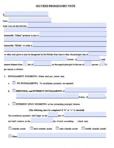 printable download secured promissory note template  pdf  rtf automobile promissory note template example