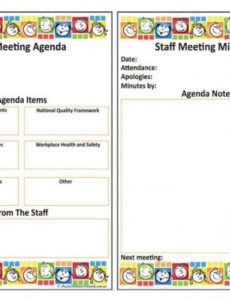 printable staff meeting agenda template childcare  cards design team meeting agenda template excel