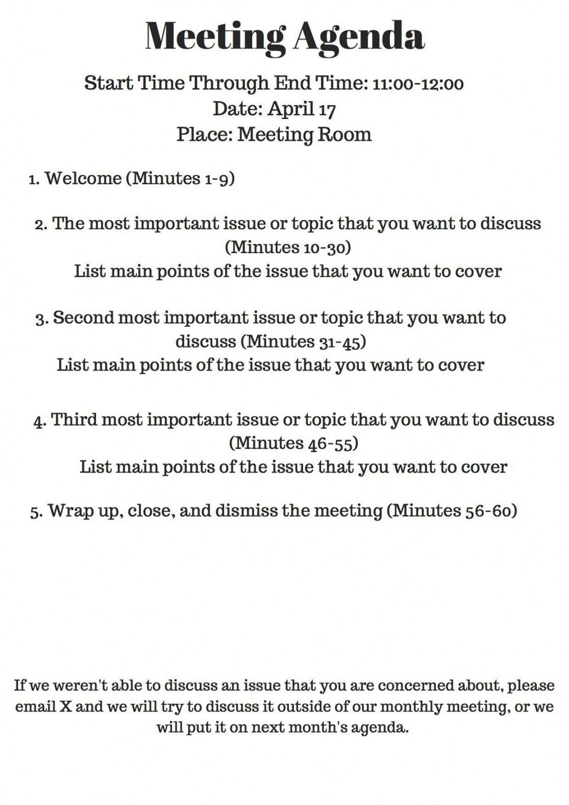 sample bluehost  meeting agenda meeting agenda template team meeting agenda template example