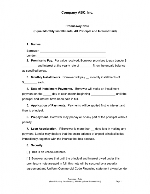 sample promissory note template in word and pdf formats commercial promissory note template word