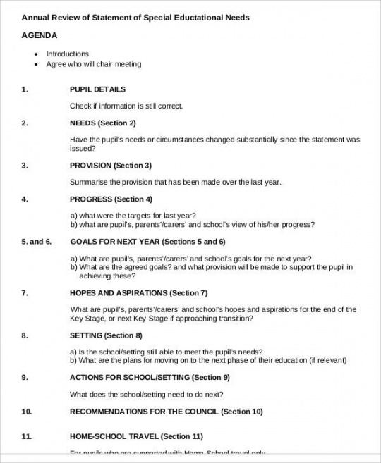 11 sample review agenda  free sample example format special meeting agenda template doc