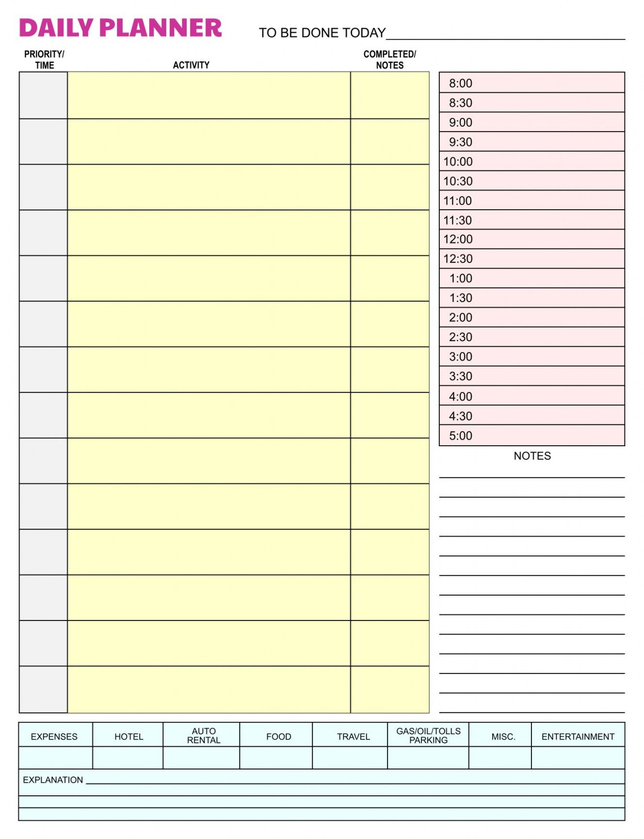 editable 8 best hourly day planner printable pages  printablee cute meeting agenda template pdf