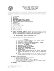 editable city council meeting agenda issued for monday night  de leon special meeting agenda template pdf