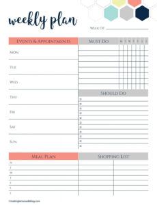free free weekly planner template ~ addictionary cute meeting agenda template