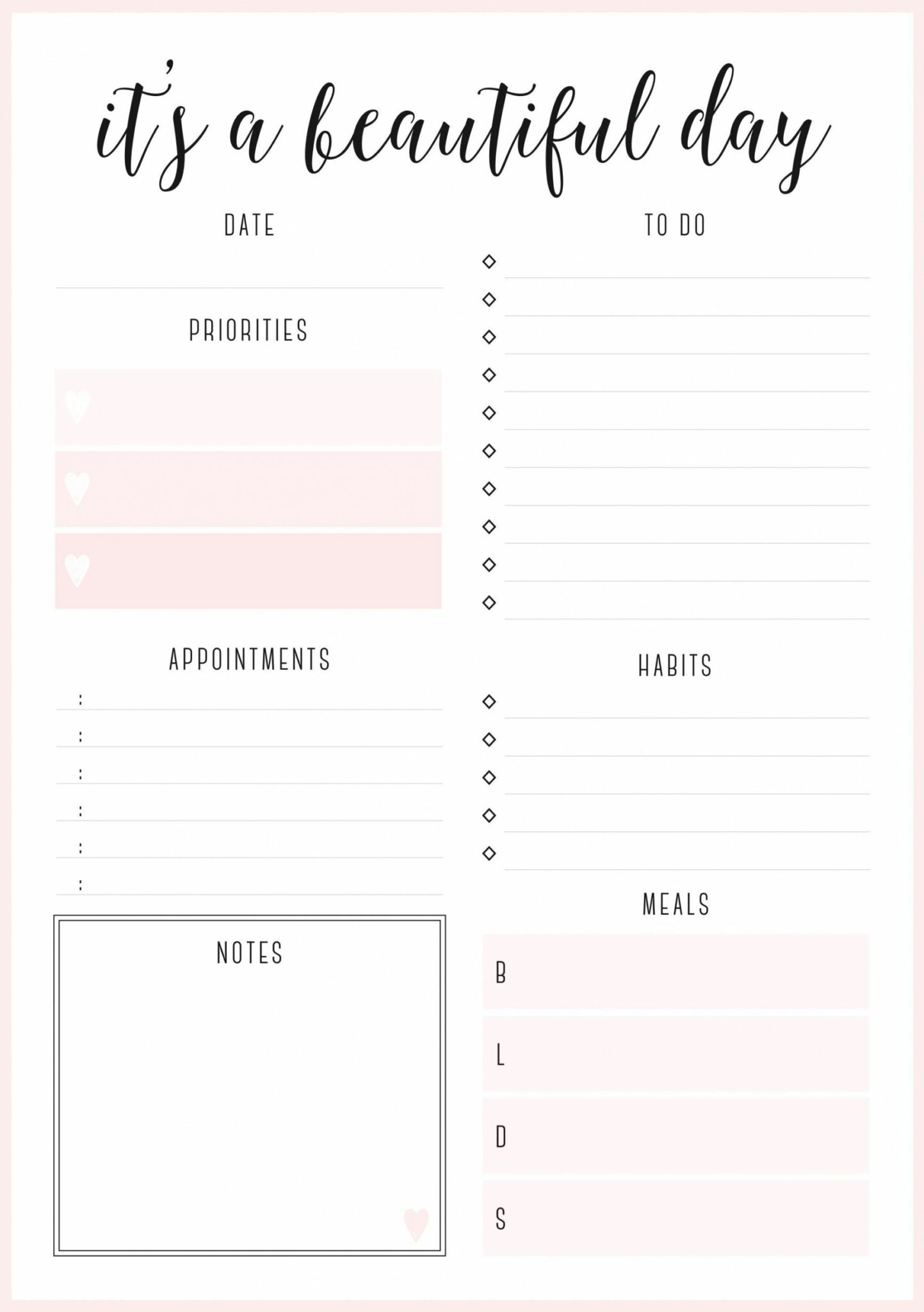 Printable Beautiful Daily Planners Free Printables Daily Planner Cute