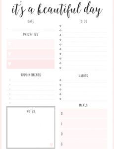 printable beautiful daily planners  free printables  daily planner cute meeting agenda template sample