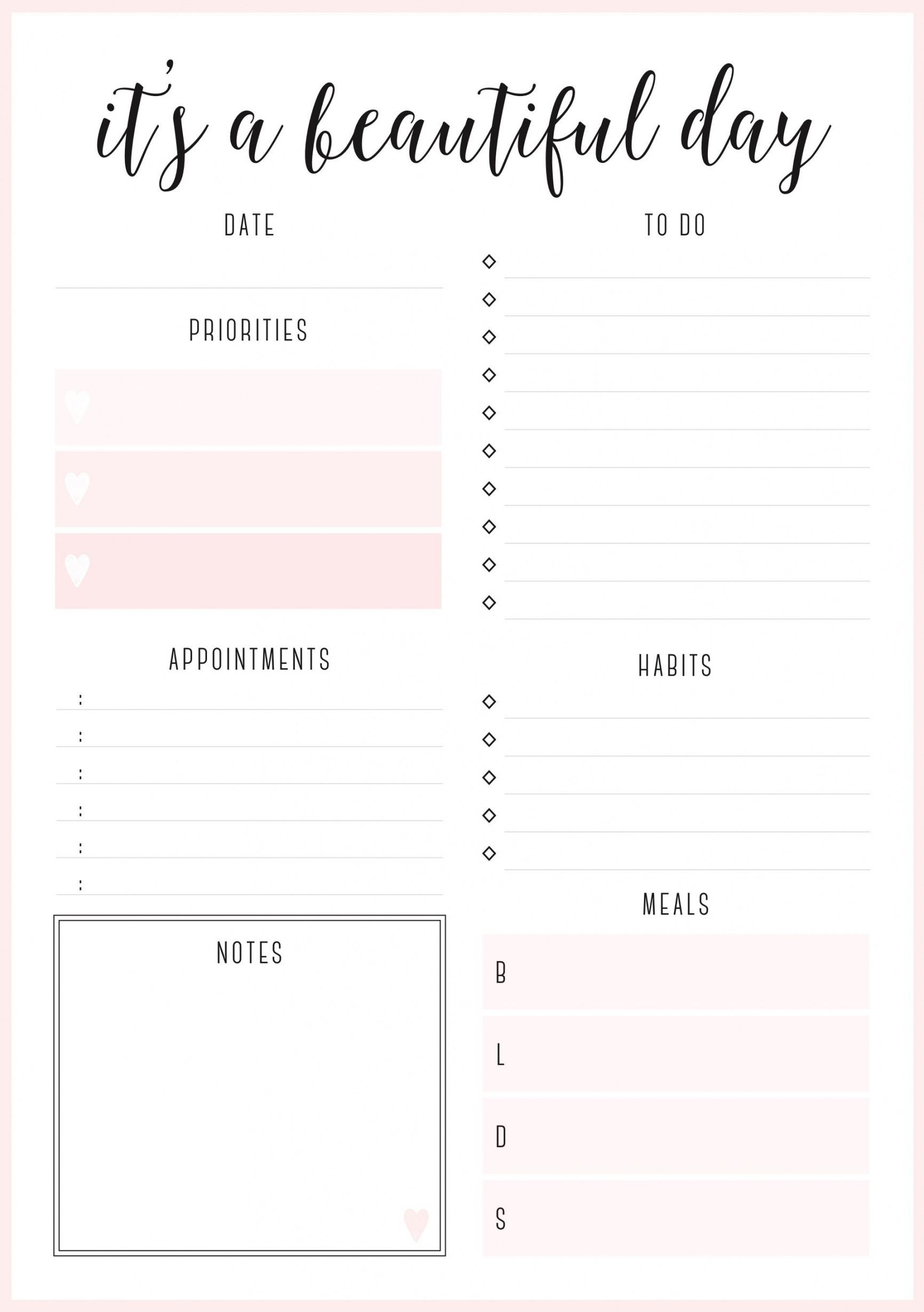 printable beautiful daily planners  free printables  daily planner cute meeting agenda template sample