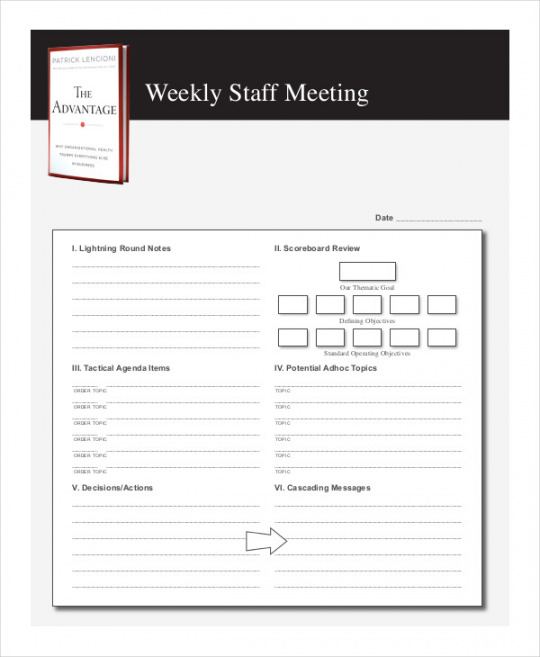 printable meeting agenda template  11 free printable word pdf employee meeting weekly team meeting agenda template example