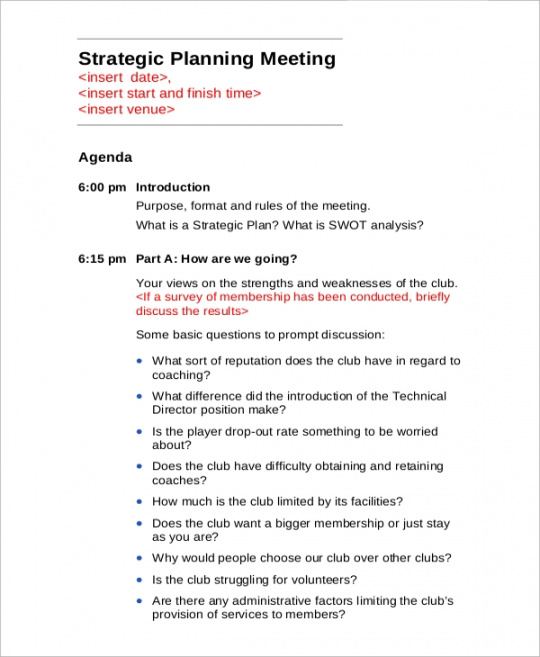 printable strategy meeting agenda template collection strategic planning meeting agenda template word