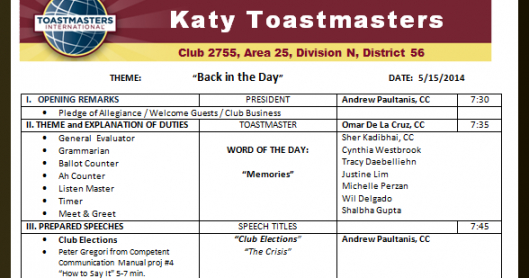 sample katytoastmasters sample agenda toastmasters meeting agenda template pdf