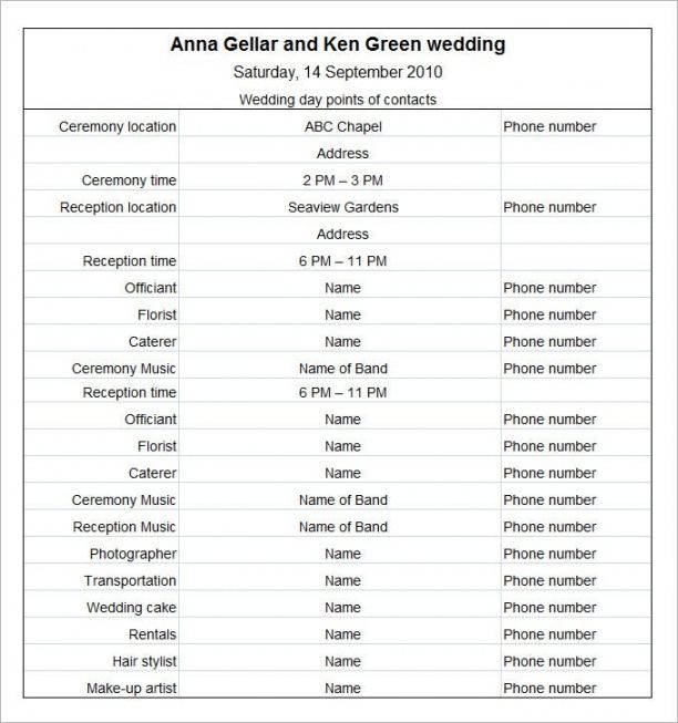 14 wedding schedule templates  free pdf doc format wedding day agenda template example