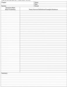 40 free cornell note templates with cornell note taking note taking template pages word