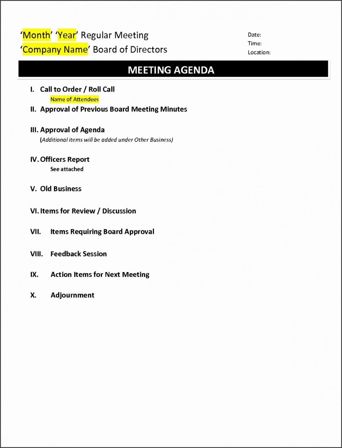 6 business meeting agenda template doc  sampletemplatess meeting agenda template samples pdf