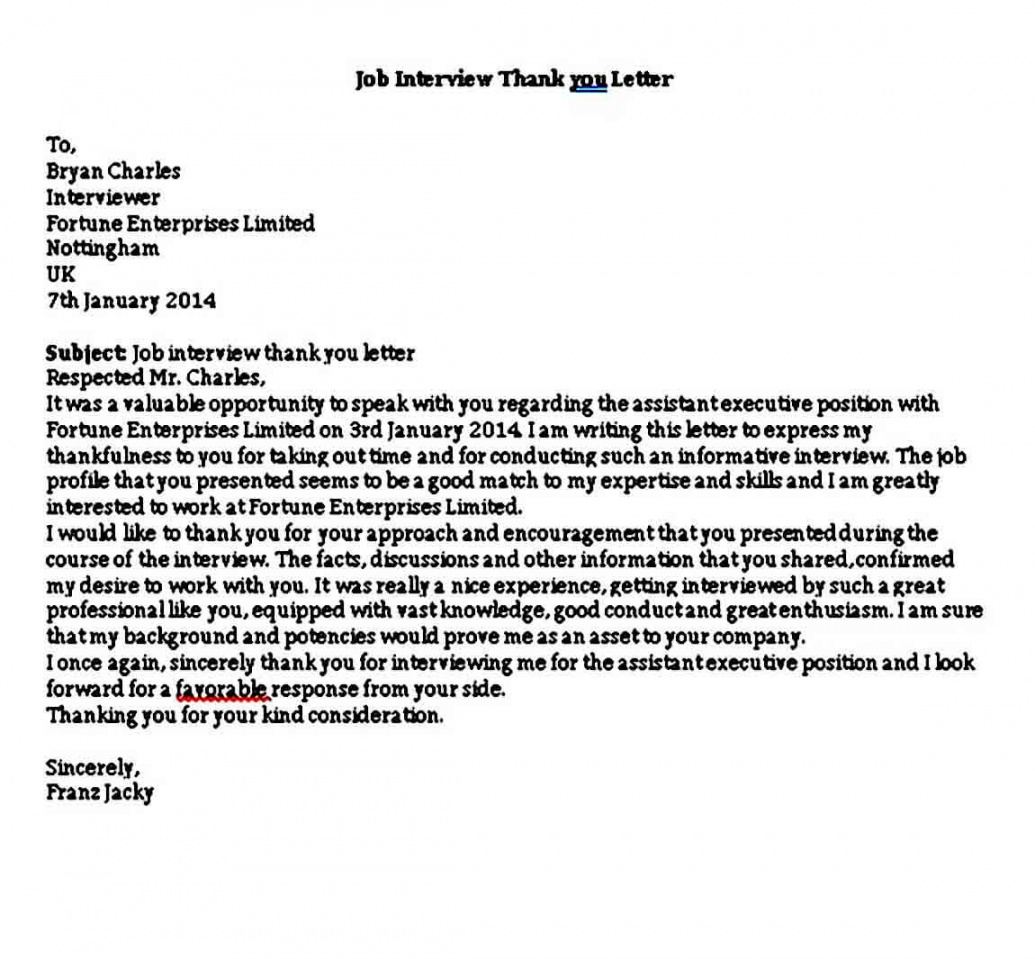 6 sample job interview thank you letter template  mous syusa professional thank you note template doc