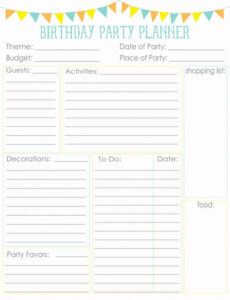 birthday party planning sheet colorpdf  google drive birthday party agenda template example