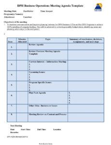 business meeting agenda template 1  pdf format  e agenda and minutes template word
