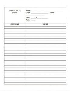 cornell notes template  9 free word pdf documents note taking page template pdf