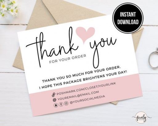 cute poshmark thank you notes poshmark thank you card poshmark thank you note template excel