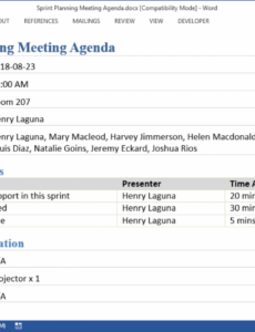 deliverable production sprint planning meeting agenda sprint retrospective agenda template word