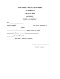 doctors excuse note template for work  pdf format  e return to work note from doctor template word