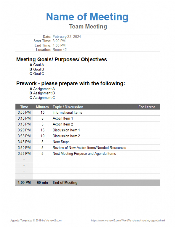 editable 10 free meeting agenda templates  word and google docs team agenda meeting template doc