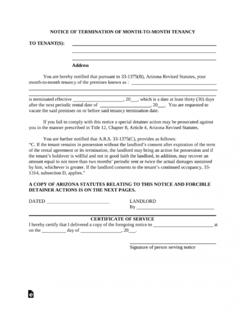 editable arizona lease termination letter template  30day notice promissory note template nevada doc
