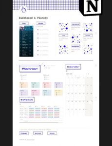 editable blue dashboard  planner notion template in 2021  monthly weekly agenda template notion sample