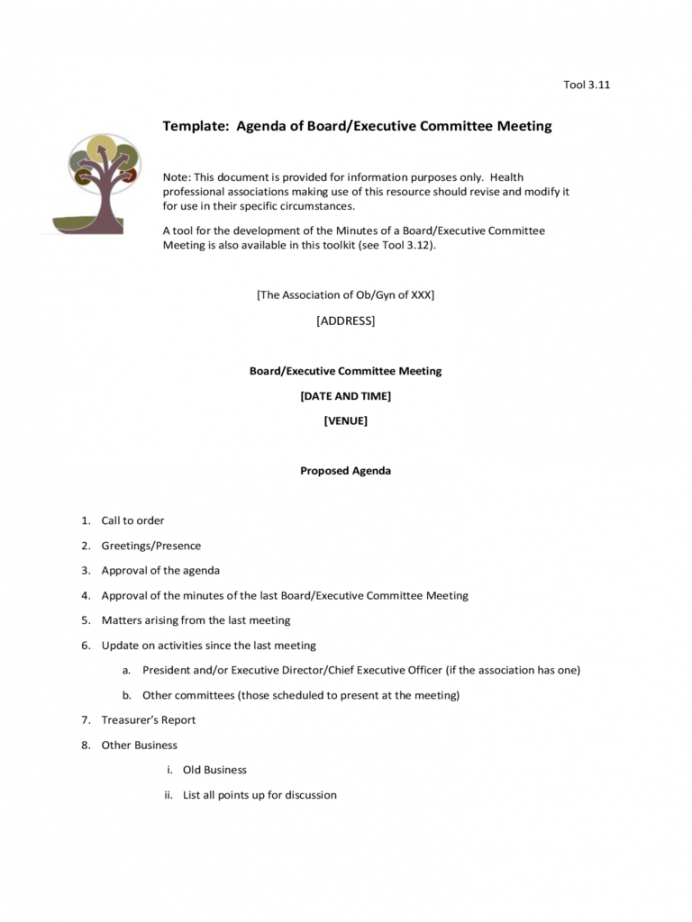 editable board meeting agenda template  7 free templates in pdf agenda template for committee meeting excel