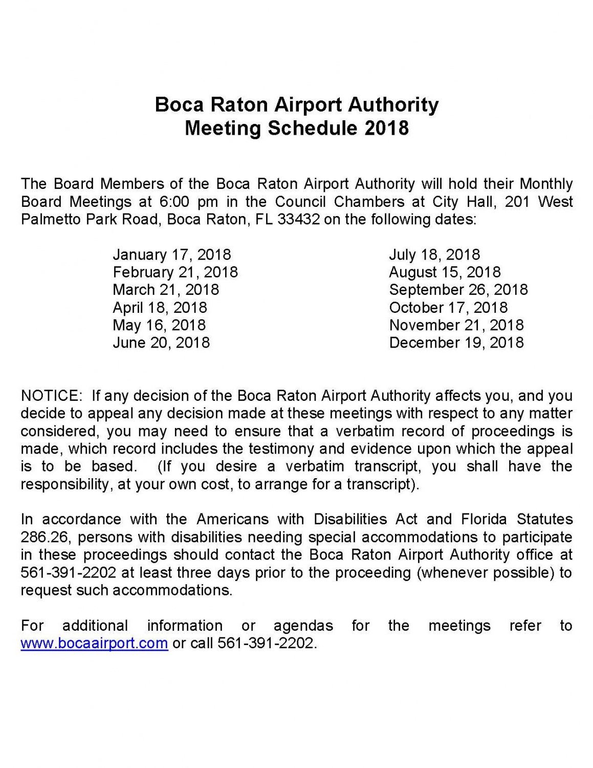editable boca raton airport authority meeting schedule 2018  boca city council meeting agenda template word
