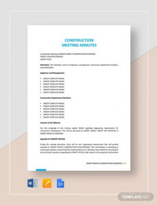 editable construction minutes template  12 free word pdf pre construction meeting agenda template example