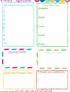 editable daily agenda free printable  free printables daily daily huddle agenda template