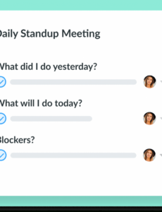 editable daily standup meeting template  foster accountability and daily meeting agenda template excel