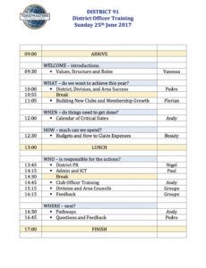 editable district officer training for d91  25 june 2017 toastmaster meeting agenda template sample