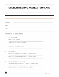 editable free church meeting agenda template  sample  word  pdf planning meeting agenda template doc