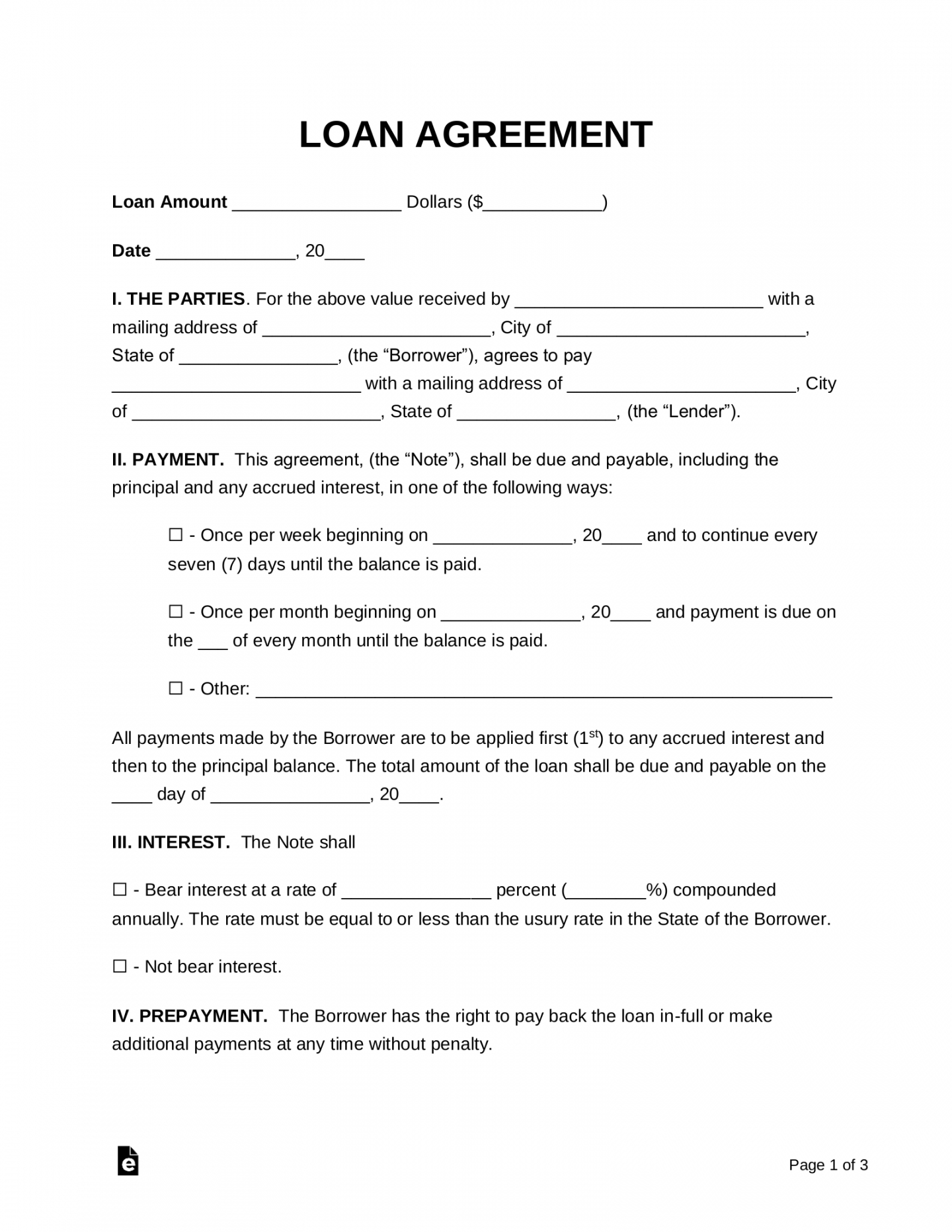 editable free loan agreement templates  pdf  word  eforms promissory note template nevada doc