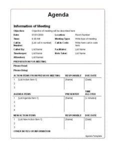 editable meeting agenda template 19  agenda template meeting agenda template with action items