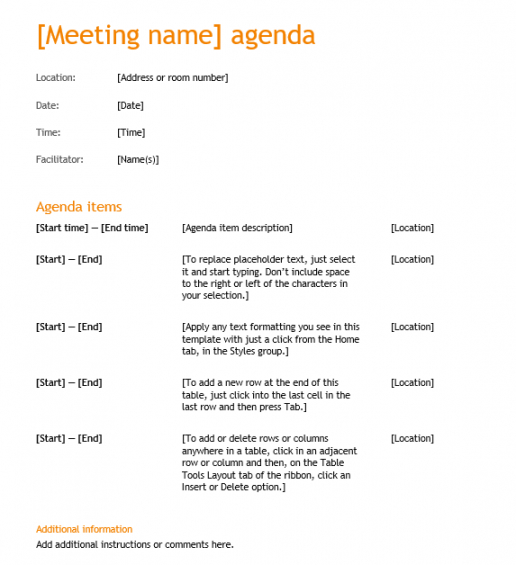 editable meeting agenda templates  10 word excel  pdf samples agenda and minutes template doc
