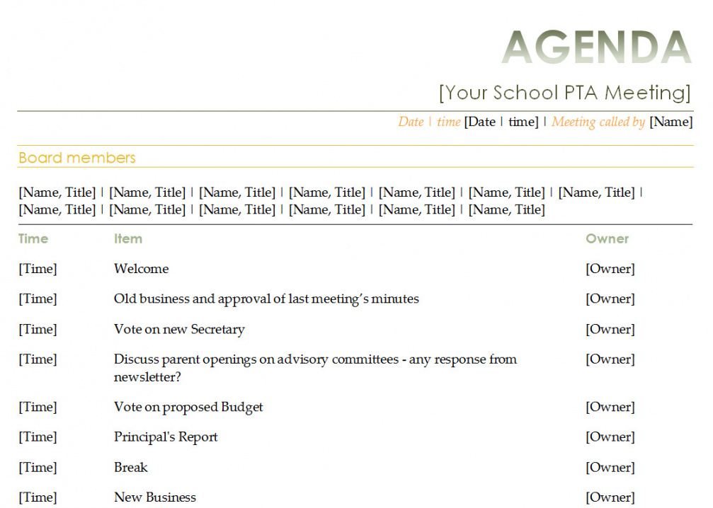 editable pta accounts spreadsheet throughout pta meeting agenda customer service meeting agenda template doc
