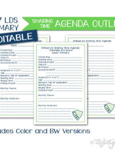 editable sharing time agenda lds primary 2017 theme editable ward council meeting agenda template word