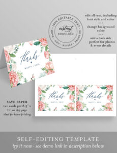 editable thank you note card template printable boho floral bridal shower thank you note template word