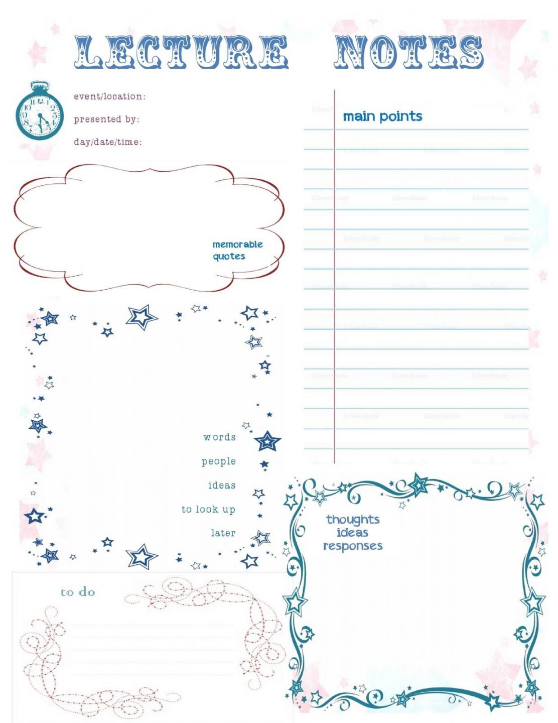 editable the yorktown owens printable lecture notes cheat nursing school note taking template doc